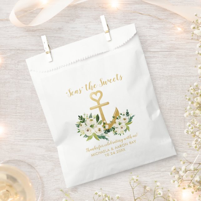 Bolsa De Papel Ancla Boda Náutica Trato romántico y (Cortado)