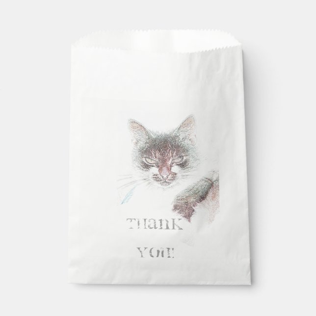 Bolsa De Papel Angry Cute Cate Face Sketch (Anverso)