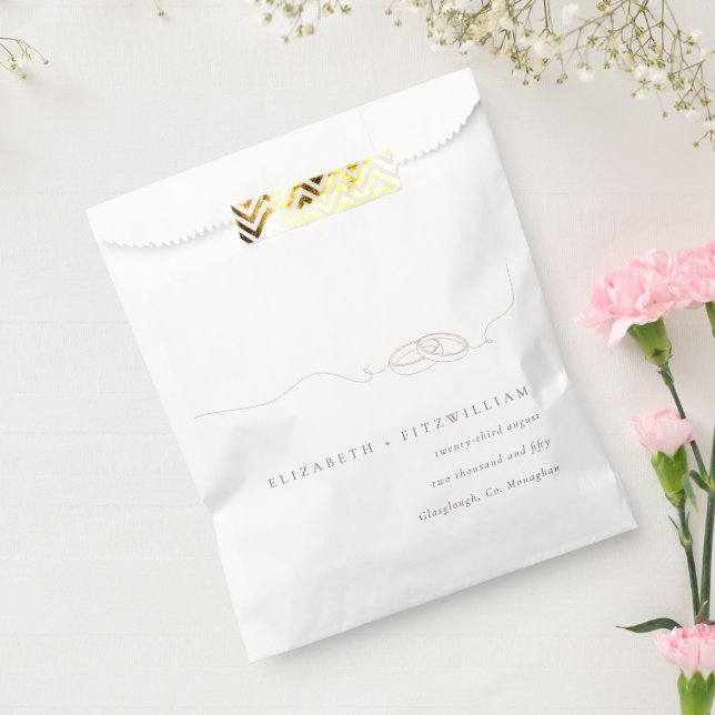 Bolsa De Papel Anillos simples mínimos de Boda Rubor Boda rosado (Sellado)
