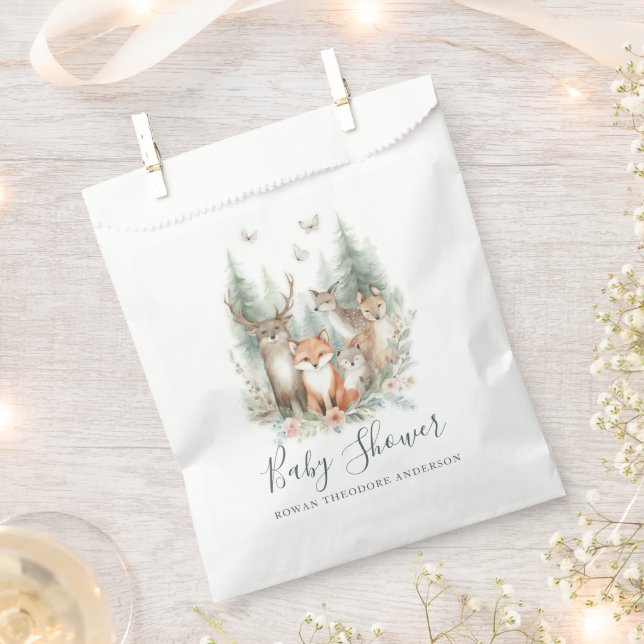 Bolsa De Papel Animales de acuarela de Woodland (Cortado)