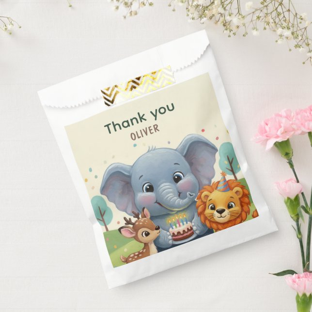 Bolsa De Papel Animales de Cuento de Bosque Cumpleaños Gracias (Sellado)
