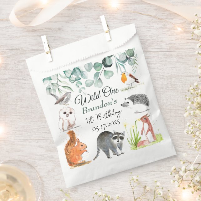 Bolsa De Papel Animales de Cute Woodland 1 cumpleaños salvaje 1 (Cortado)