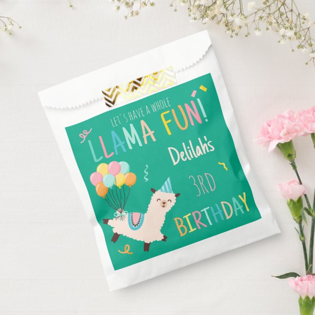 Bolsa De Papel Animales de Fiesta Llama Cumpleaños Chicas Verde (Sellado)
