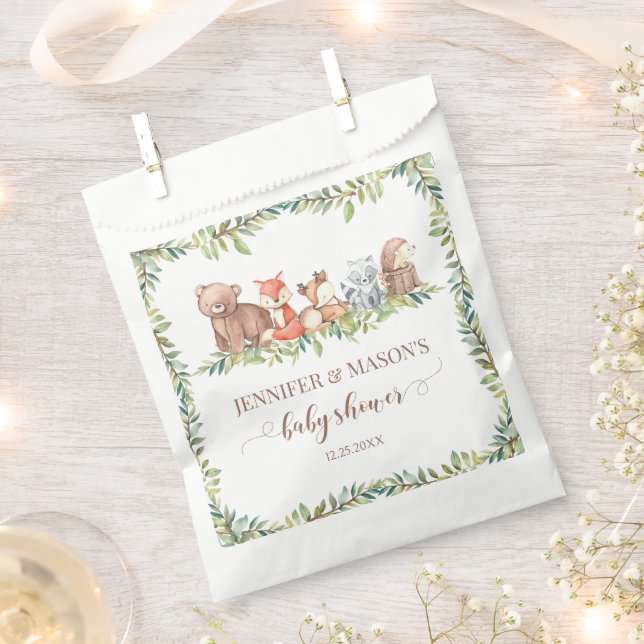 Bolsa De Papel Animales de la tierra de los árboles de bebé ducha (Cortado)