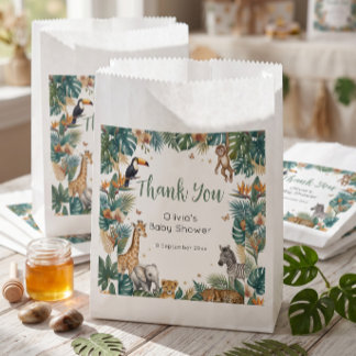 Bolsa De Papel Animales de Safari | Baby Shower de Jungla Tropica