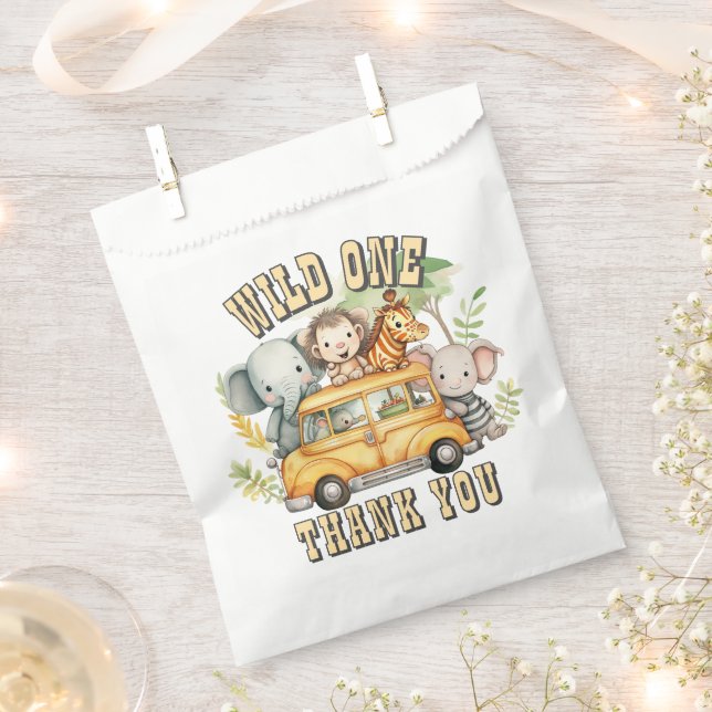 Bolsa De Papel Animales de safari de cumpleaños de chicos salvaje (Cortado)