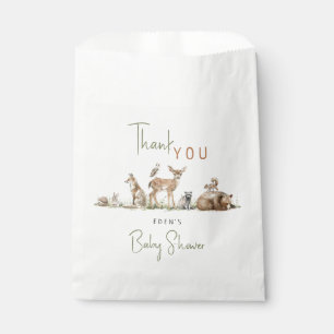 Bolsa De Papel Animales de Woodland Baby Shower Con Nombre Gracia