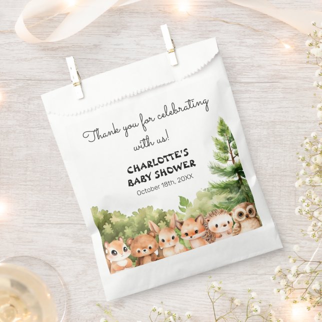 Bolsa De Papel Animales de Woodland Gracias Baby Shower (Cortado)