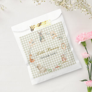 Bolsa De Papel Animales del bosque conejito gingham baby shower