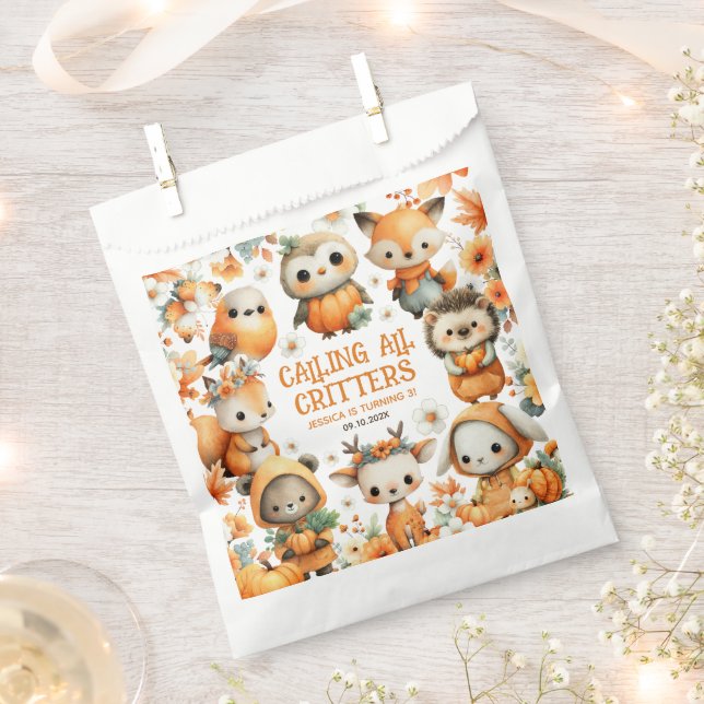 Bolsa De Papel Animales del Bosque Cumpleaños Infantil Otoño Capr (Cortado)