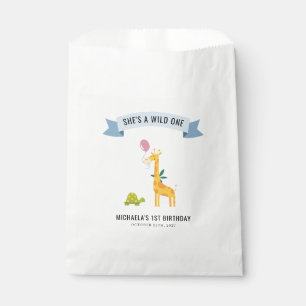 Bolsa De Papel Animales del Bosque Jirafa Tortuga Cumpleaños 1