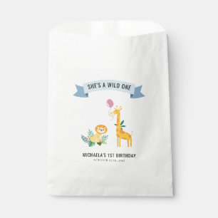 Bolsa De Papel Animales del bosque León Giraffe Primer cumpleaños