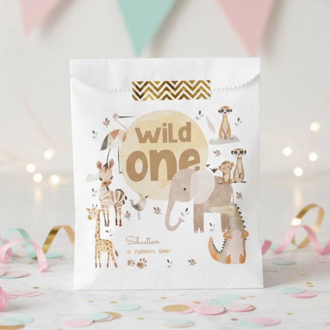 Bolsa De Papel Aniversario de animales salvajes de safari (Subido por el creador)
