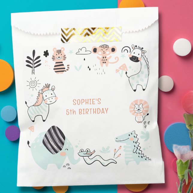 Bolsa De Papel Aniversario de animales salvajes de safari (Subido por el creador)