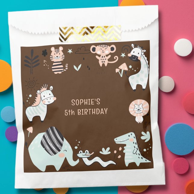 Bolsa De Papel Aniversario de animales salvajes de safari (Subido por el creador)