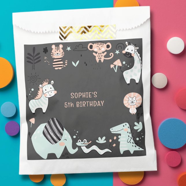 Bolsa De Papel Aniversario de animales salvajes de safari (Subido por el creador)