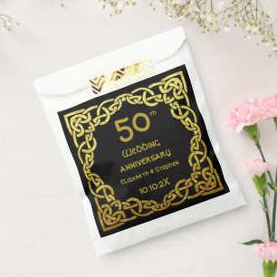 Bolsa De Papel Aniversario de bodas número 50 nudo celta negro y