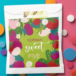 Bolsa De Papel Aniversario de la fresa dulce