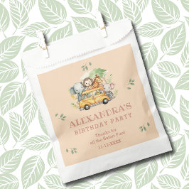 Bolsa De Papel Aniversario de la Selva Chica Rosa de Safari Anima