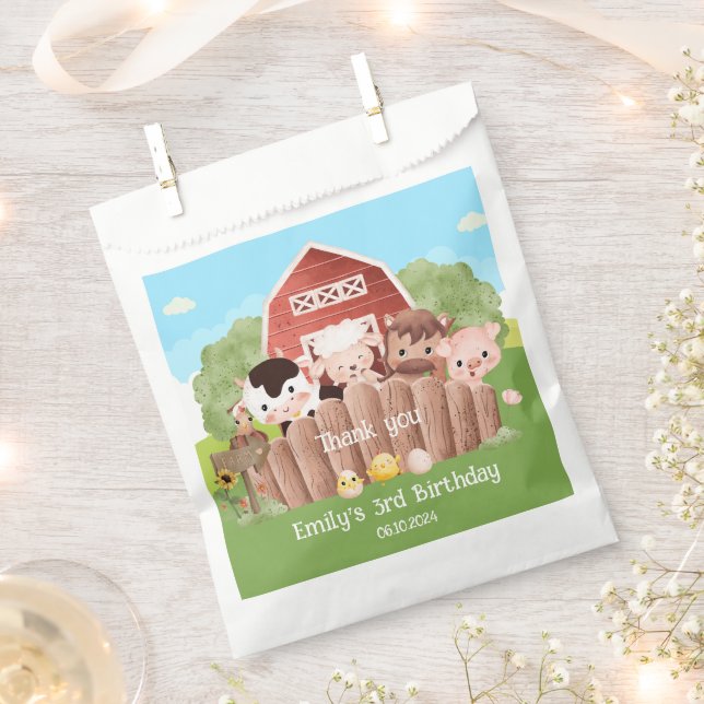 Bolsa De Papel Aniversario de los animales de la granja (Cortado)