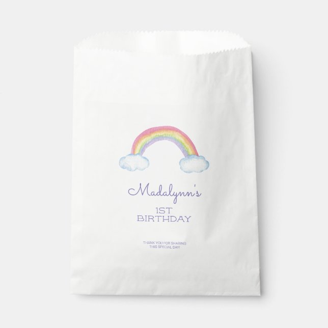 Bolsa De Papel Aniversario del arcoiris y las nubes (Anverso)