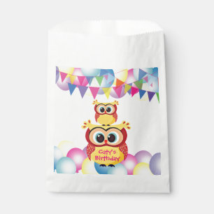Bolsa De Papel Aniversario del bebé búho amarillo lindo