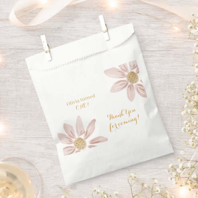 Bolsa De Papel Aniversario del bebé Daisy Pink Boho Wild (Cortado)