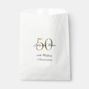 Bolsa De Papel Aniversario del Boda Black 50 de Oro