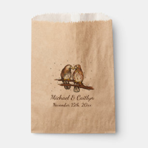 Bolsa De Papel Aniversario del Boda de los Pájaros de Amor de Hal