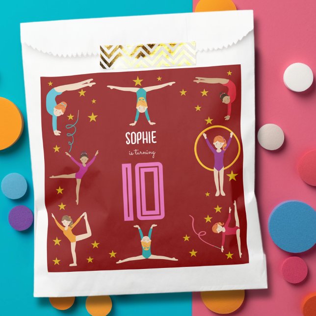Bolsa De Papel Aniversario del chica deportivo de acrobacia y gim (Subido por el creador)