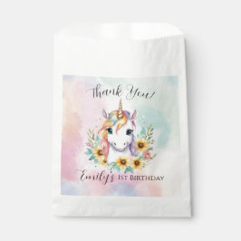 Bolsa De Papel Aniversario del Girasol de Cute Unicorn
