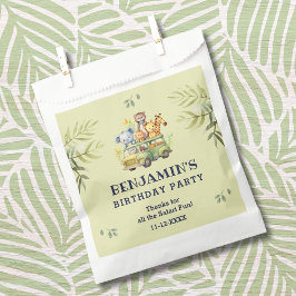 Bolsa De Papel Aniversario del Safari Animal de la Selva Cuidada