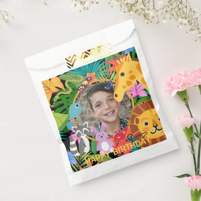 Bolsa De Papel Aniversario del Safari de la Selva Animal Zoológic (Sellado)