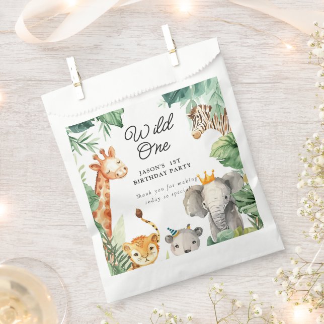 Bolsa De Papel Aniversario del Safari de una Selva Silvestre (Cortado)