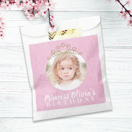 Bolsa De Papel Aniversario rosa lindo foto simple princesa Tiara