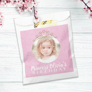 Bolsa De Papel Aniversario rosa lindo foto simple princesa Tiara