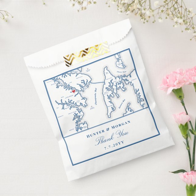 Bolsa De Papel Annapolis Kent Island Map Navy gracias Boda (Sellado)