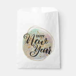 Bolsa De Papel Año Nuevo Purpurina del Oro Negro