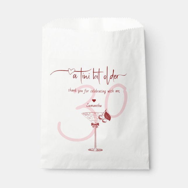 Bolsa De Papel Antiguo Bow Moderno Cherry Martini Cumpleaños (Anverso)