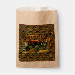 Bolsa De Papel Antiguo Tractor Rojo Rústico Barn
