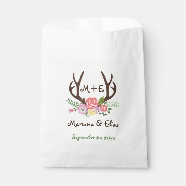 Bolsa De Papel Antillas y boda de los bosques de flores rosadas d (Anverso)