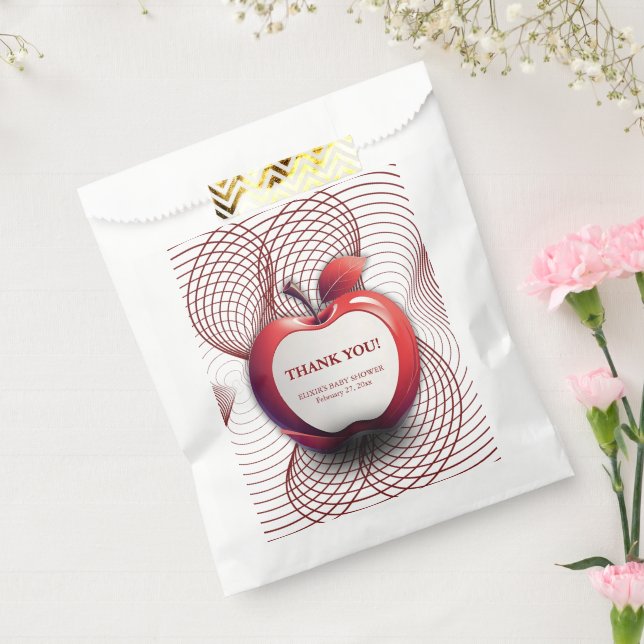 Bolsa De Papel Apple 3D de nuestro Baby Shower geométrico ocular (Sellado)