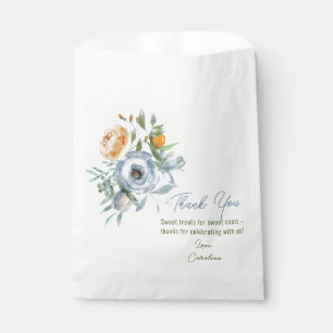 Bolsa De Papel Apricot color agua y flores silvestres azules past