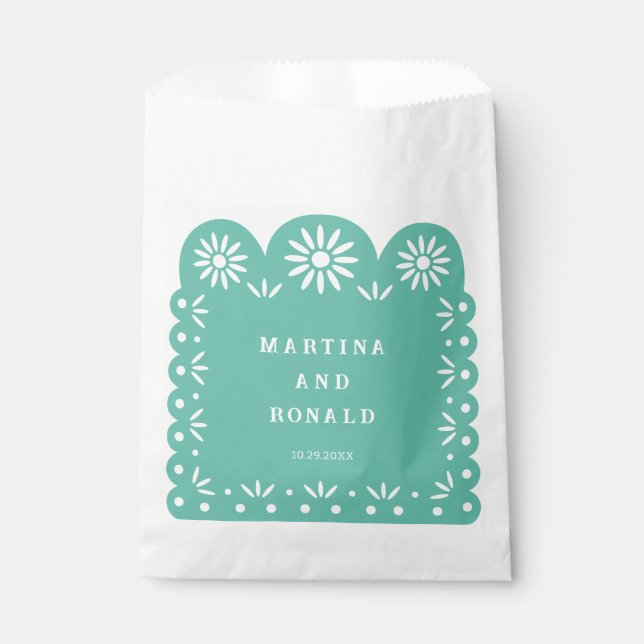 BOLSA DE PAPEL AQUA MEXICANO PAPEL PICADO (Anverso)