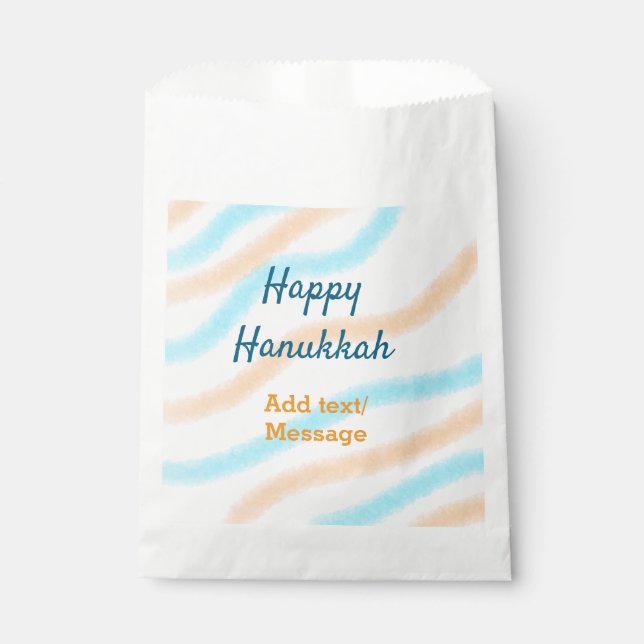 Bolsa De Papel Aqua naranja feliz Hanukkah agregar mensaje de tex (Anverso)