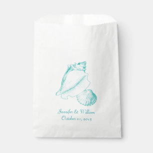Bolsa De Papel Aqua Seashells Wedding Favor Bag