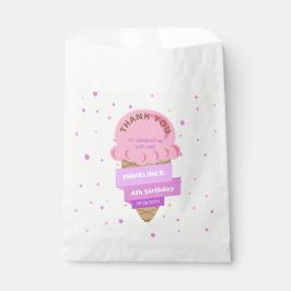Bolsa De Papel Aquí Está La Scoop Helado Cumpleaños Dulce Rosa