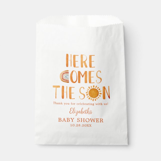 Bolsa De Papel Aquí Viene El Hijo Baby Shower Gracias (Anverso)