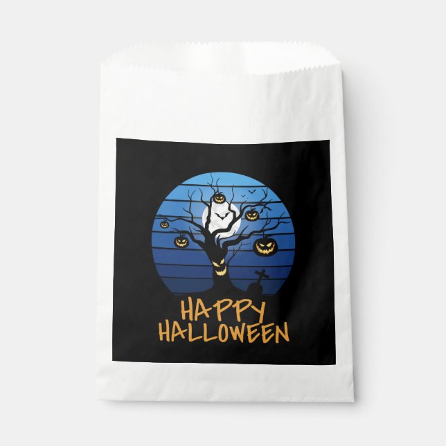 Bolsa De Papel Árbol de fantasía feliz de Halloween (Anverso)