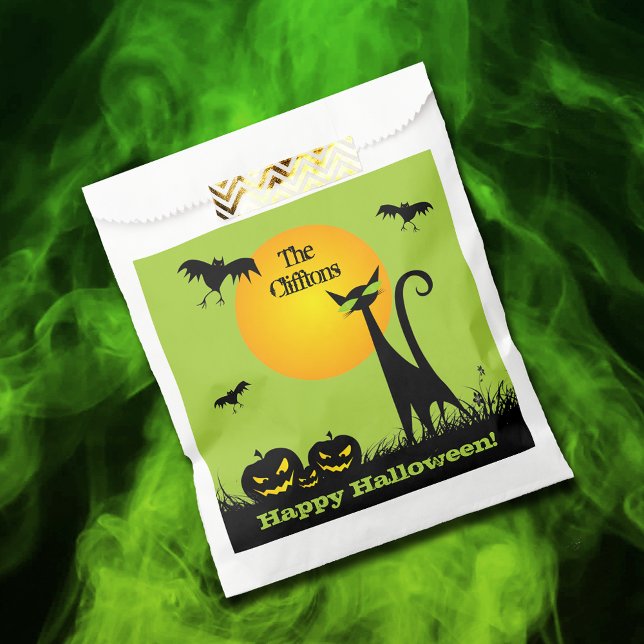 Bolsa De Papel Árbol de fiesta de Halloween para gatos negros (Subido por el creador)